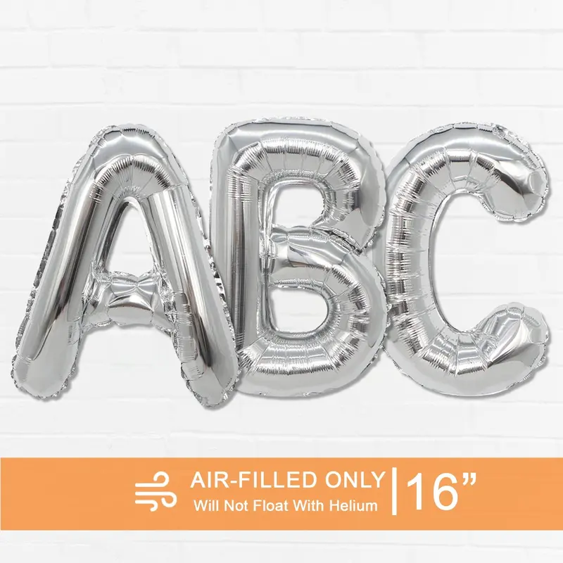 16-Inch Silver Foil Letter Balloon – Air-Filled Mylar 1