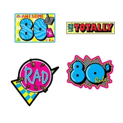 1980S-Themed Cutout Pack – Oversized 16-Inch Decor (4-Pack) 1