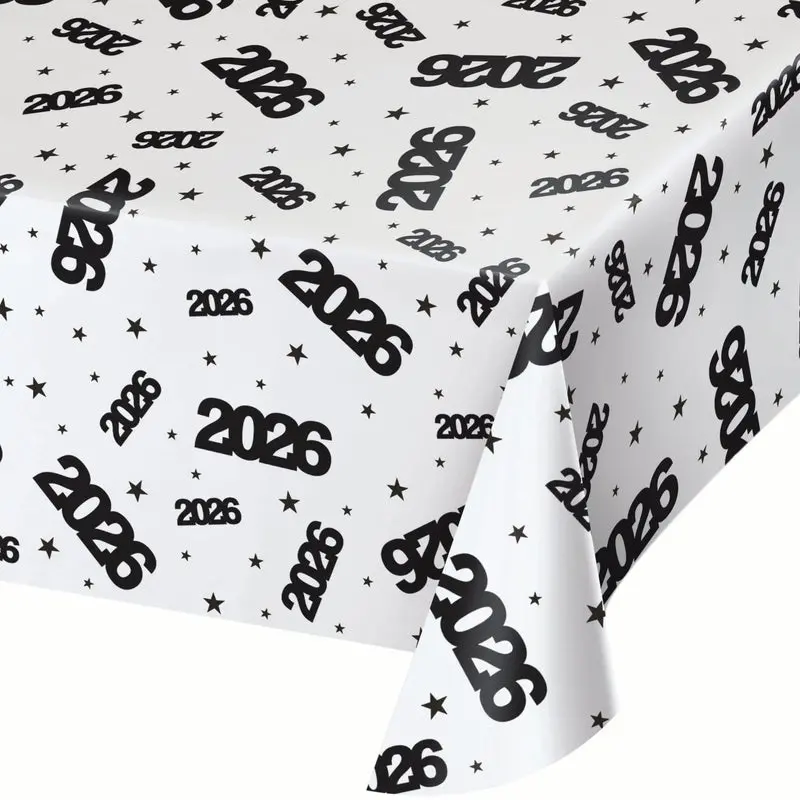 2026 Themed Plastic Table Cover – Single Piece 1
