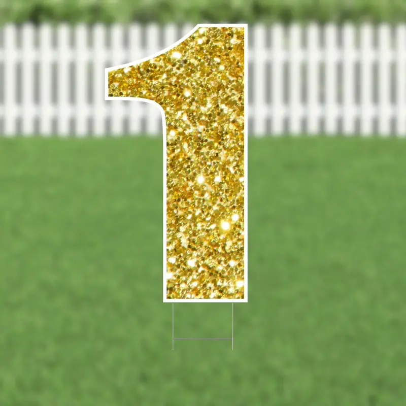 21.5" Gold Number Or Symbol Yard Sign – Luxe Touch For Milestone Celebrations 1