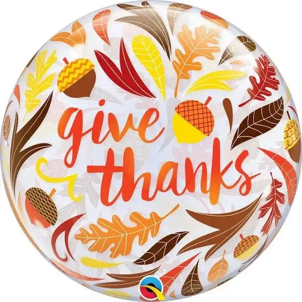 22-Inch Acorn-Shaped 'Give Thanks' Bubble Balloon 1