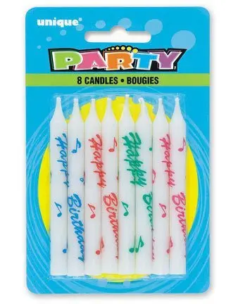 Assorted Birthday Printed Candles – Set Of 8 Themed Flameless Or Wax Candles 1