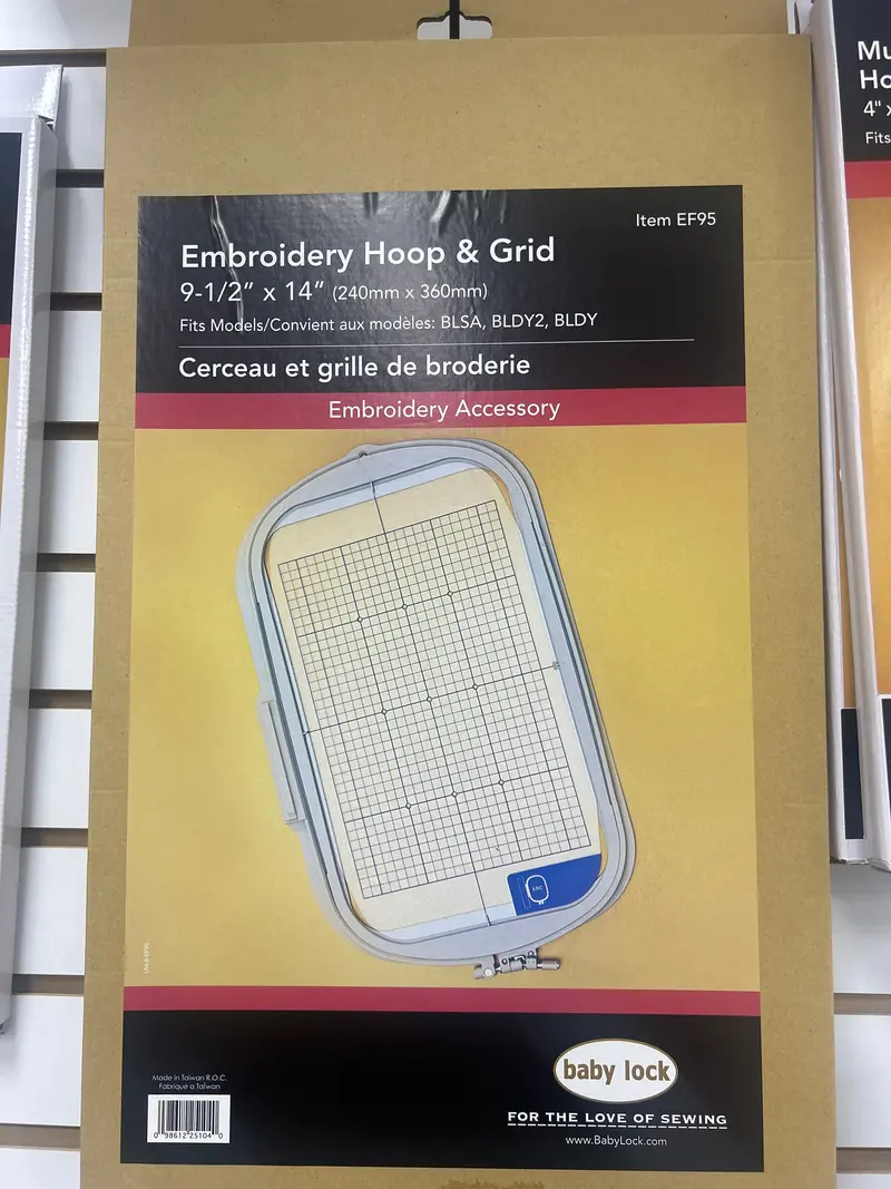 Baby Lock Ef95 Embroidery Hoop With Alignment Grid – 9.5" X 14" 1