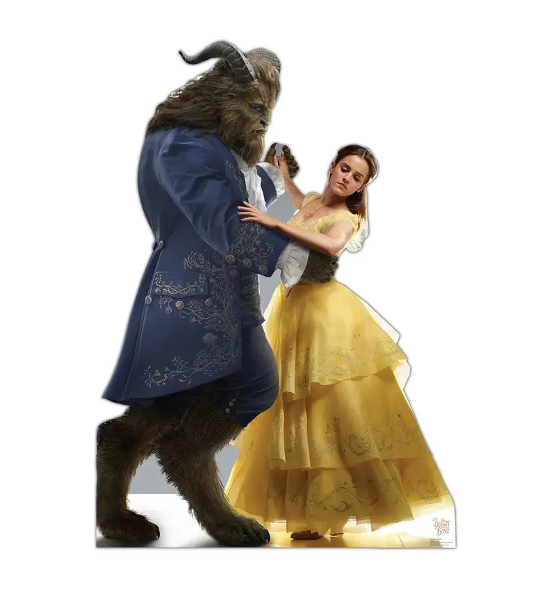 Belle And The Beast Dual Life-Size Cardboard Cutout – Romantic Movie Scene Display, Handmade To Order (10–14 Days) 1