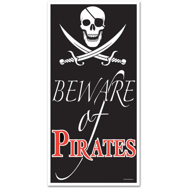 'Beware Of Pirates' Door Cover – Themed Entrance Decoration (30 In X 60 In) 1