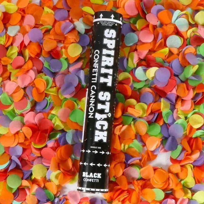 Black 12-Inch Spirit Stick Confetti Cannon – Single Unit 1