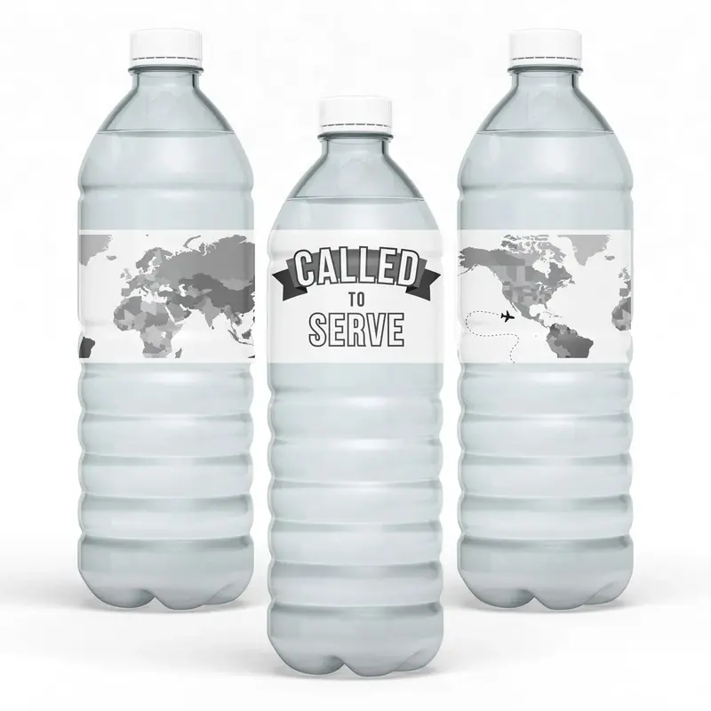 Black-And-White 'Called To Serve' Water Bottle Labels – Set Of 12 1