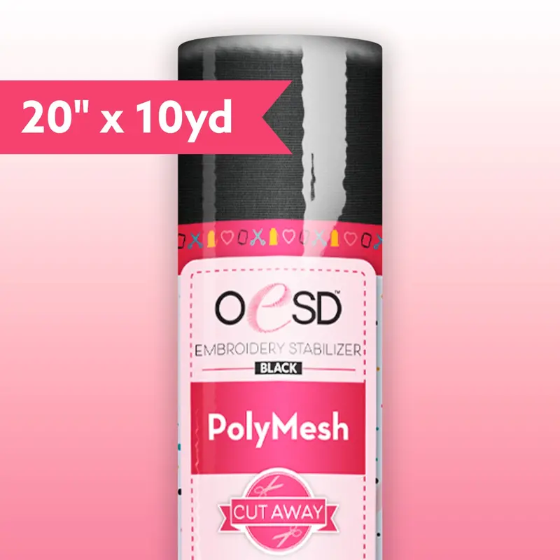 Black Poly Mesh Cut-Away Stabilizer – 20" X 10 Yards 1