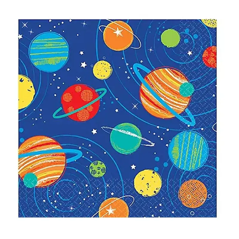 "Blast Off" Space-Themed Beverage Napkins (5" Square) – Pack Of 16 1