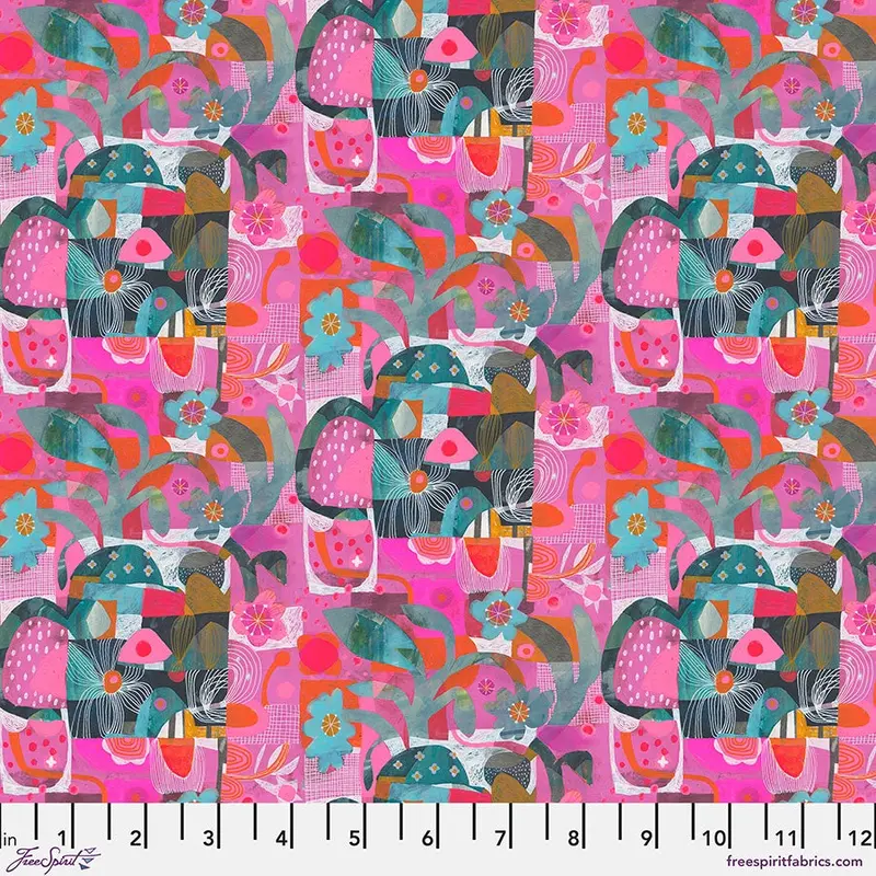 Blocks Pattern In Soft Pink Fabric | Colori Collection 1