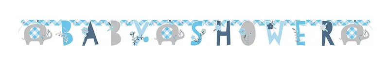 Blue Floral Elephant Banner: 6-Foot Jointed Decorative Banner For Parties 1