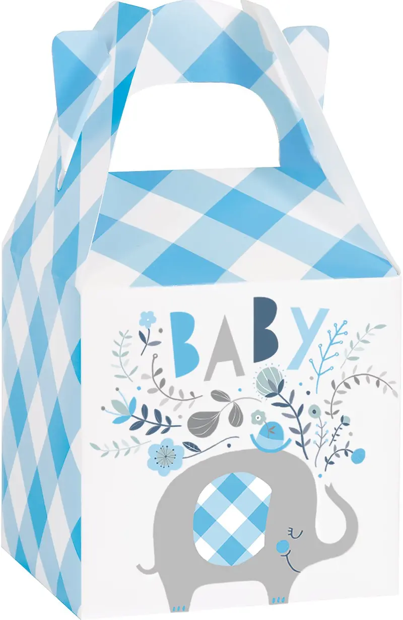 Blue Floral Elephant Favor Boxes – Premium Gift Packaging, 8 Count 1