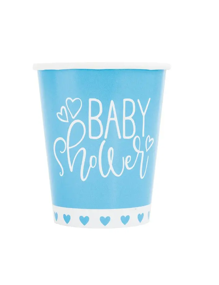 Blue Hearts Baby Shower Cups: 9Oz Themed Paper Cups (8-Pack) 1
