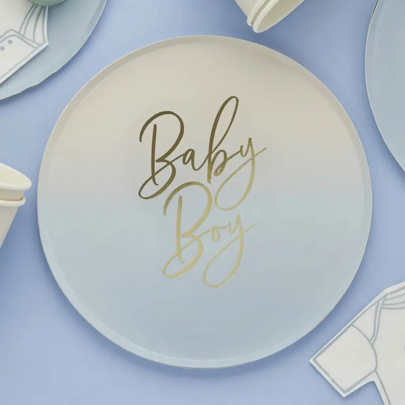Blue Ombre Baby Boy Disposable Plates – 8 Count 1