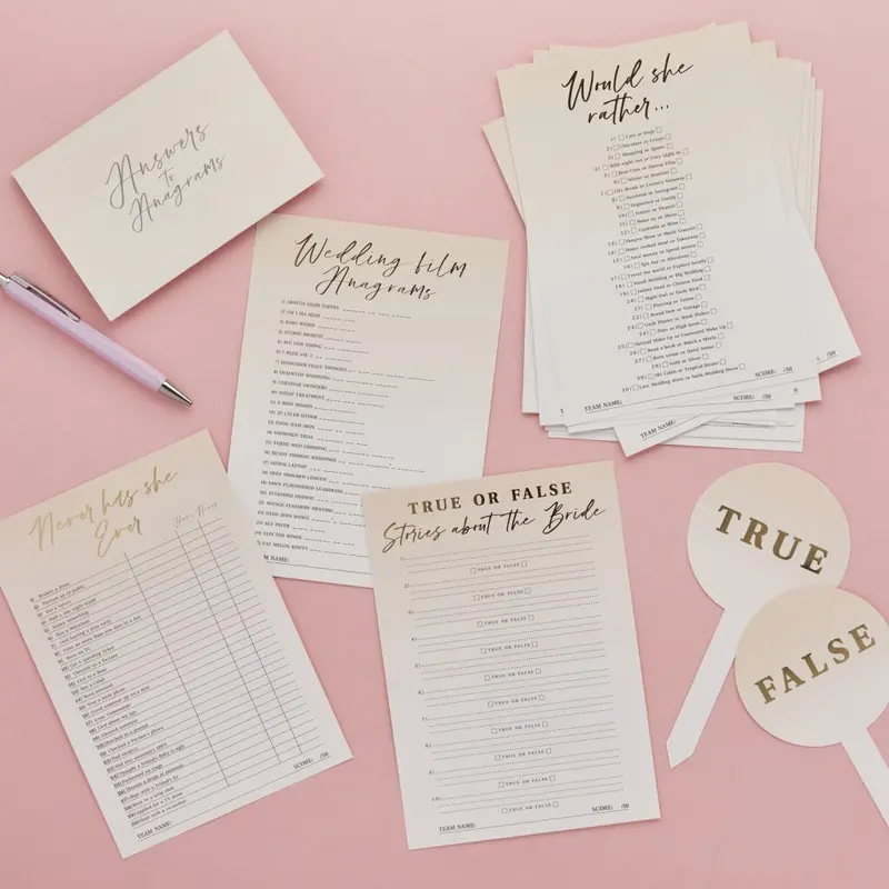 Bride-To-Be Trivia Game Kit – Complete Activity Pack 1