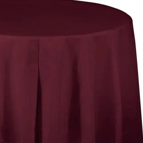 Burgundy Round Plastic Table Cover – 82 Inch Diameter 1