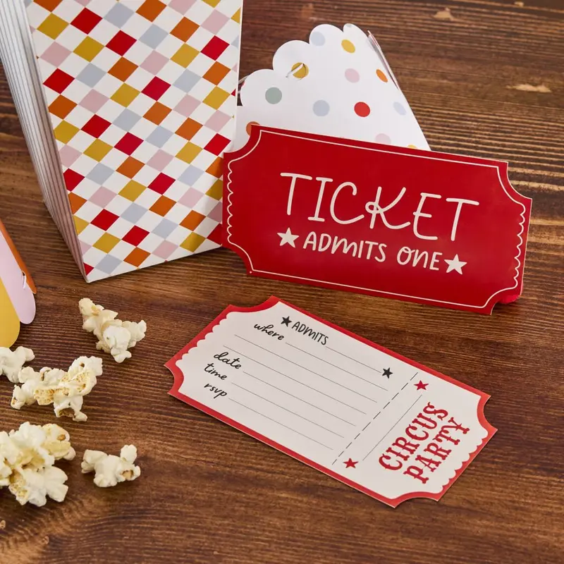 Carnival-Style Circus Ticket Invitations (8-Pack) 1