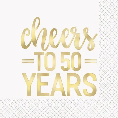 'Cheers To 50 Years' Metallic Foil Lunch Napkins – 16 Units 1