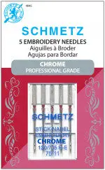 Chrome-Finish Embroidery Machine Needles — Size 75/11, 5-Pack 1