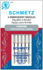 Chrome-Finish Embroidery Machine Needles — Size 90/14, 5-Pack 1
