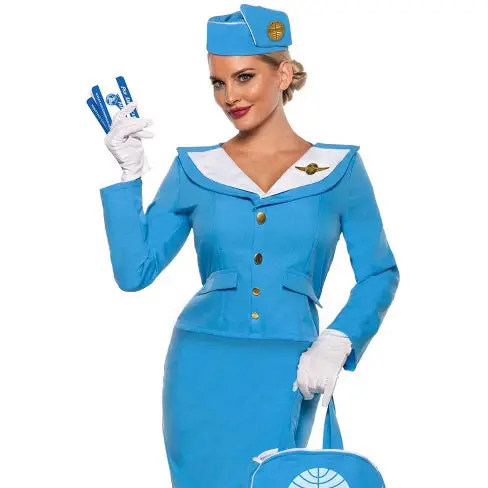 Classic Stewardess Costume Kit – Airline-Inspired Dress-Up Collection 1
