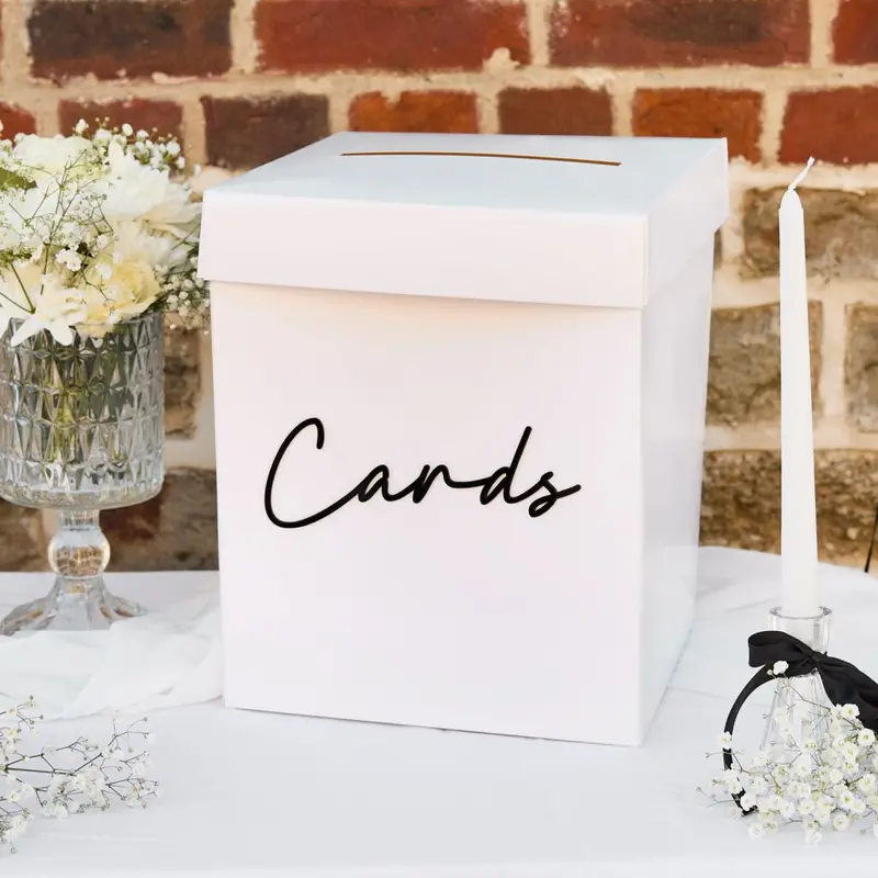 Classic White Wedding Card Box – Elegant Guest Book Station 1