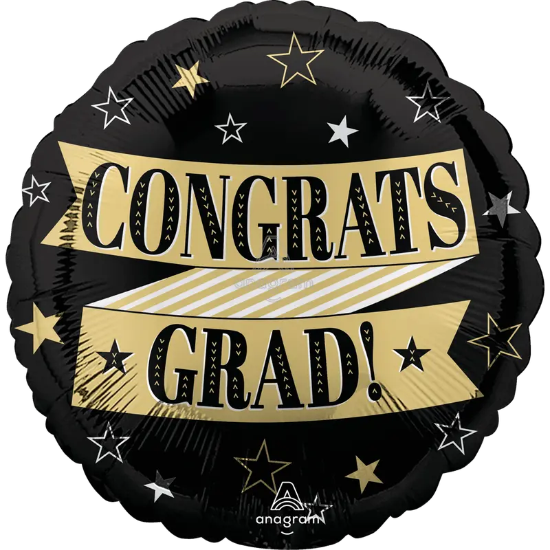 'Congrats Grad' Metallic Mylar Balloon – 18 Inch Classic Design 1