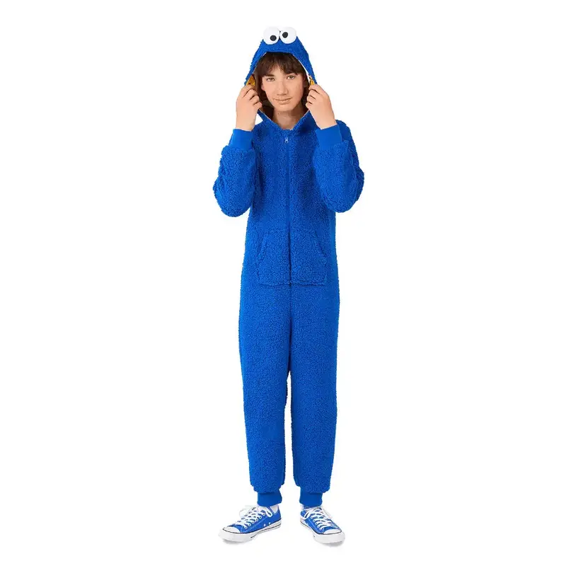 Cookie Monster Child Onesie Costume – Blue & Fluffy Sesame Street Style 1