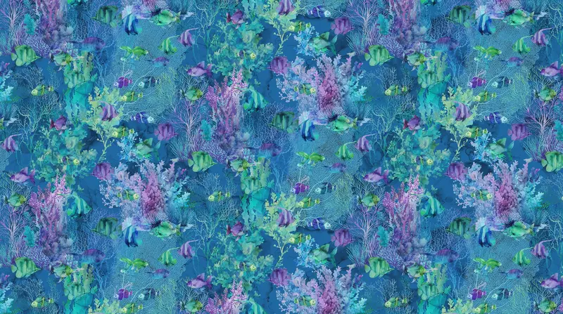 Coral Reef Fish Motif In Navy Multi – Northcott Quilting Cotton 1