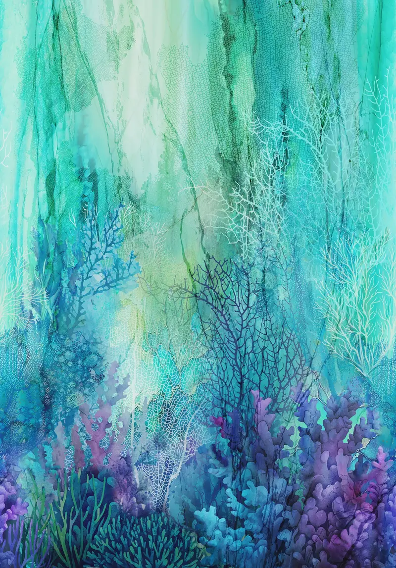 Coral Reef Ombre Turquoise Cotton – Northcott Quilting Fabric 1