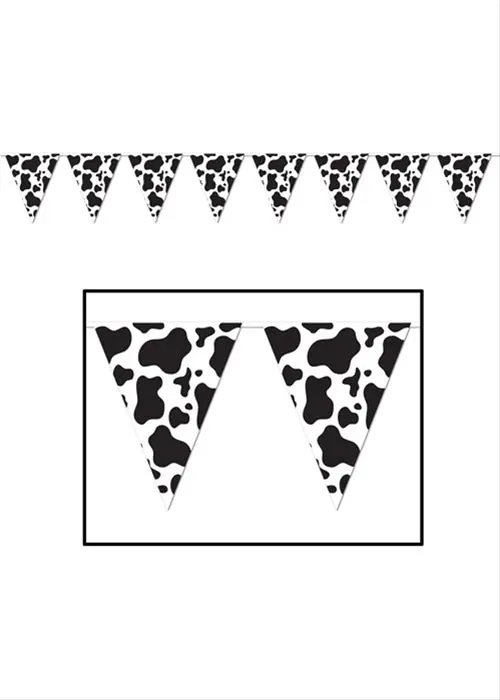 Cow Print Party Pennant Banner – 12-Foot Decorative Garland 1