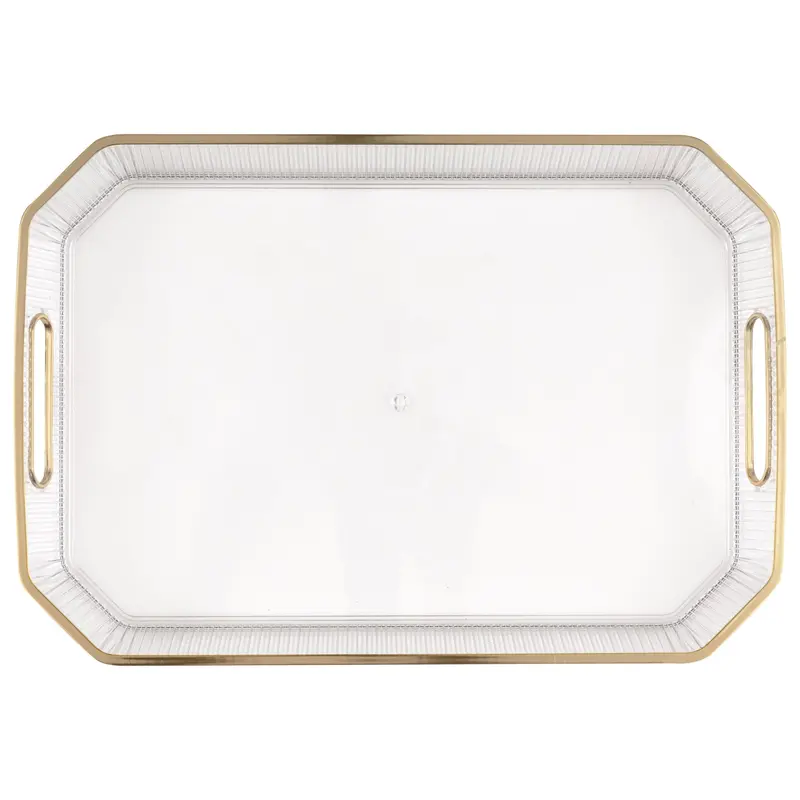 Crystal-Clear Serving Tray With Gold-Trimmed Edge 1