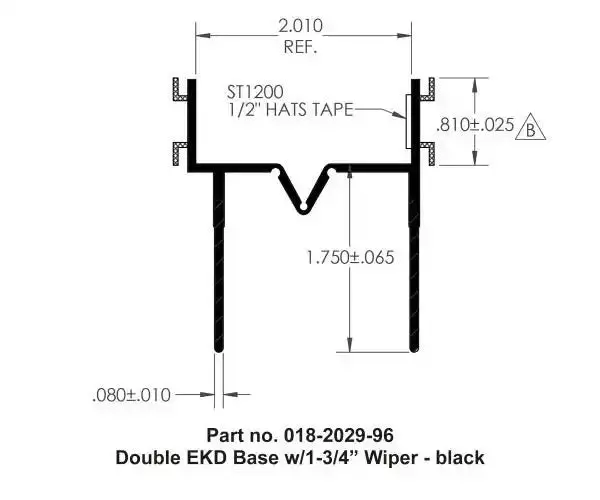Dble Ekd Wiper Base Assembly – 1-3/4" Black Mounting Bracket 1