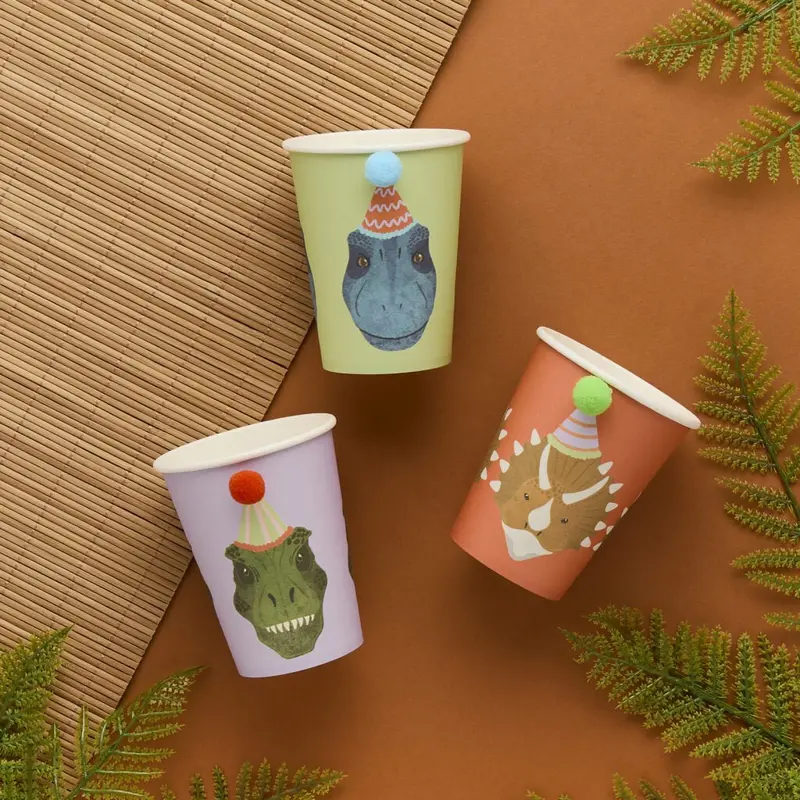 Dino-Themed Disposable Paper Cups – Set Of 6 1