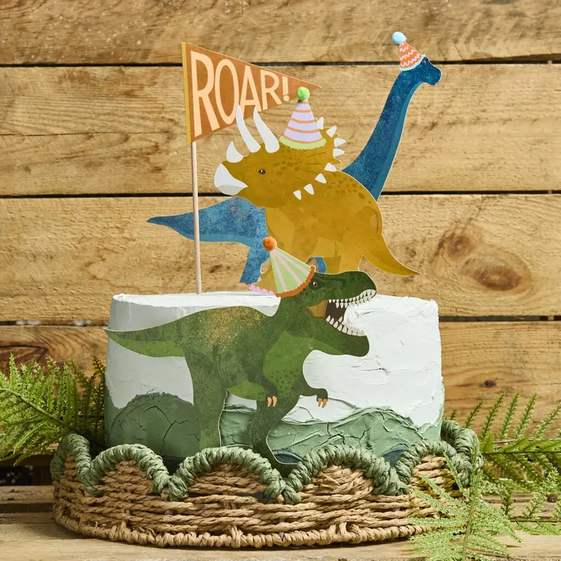 Dinosaur Card Cake Topper Set – Adorable Dessert Decoration 1
