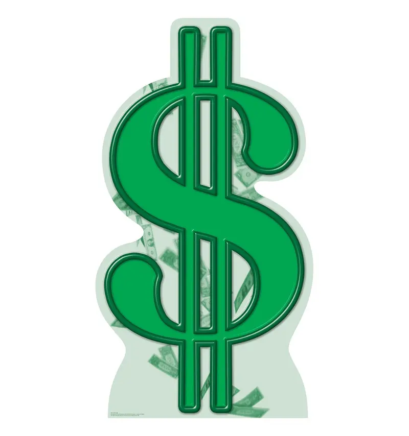Dollar Sign Life-Size Cardboard Standee – Made-To-Order With 10–14 Day Lead Time 1