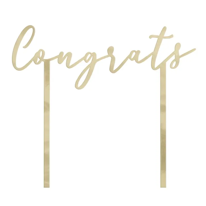 Elegant Gold Metallic 'Congrats' Celebration Topper (1-Pack) 1