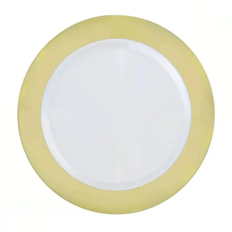 Elegant Living White Dinner Plates With Gold Rim – 9 Inches, 50-Pack 1