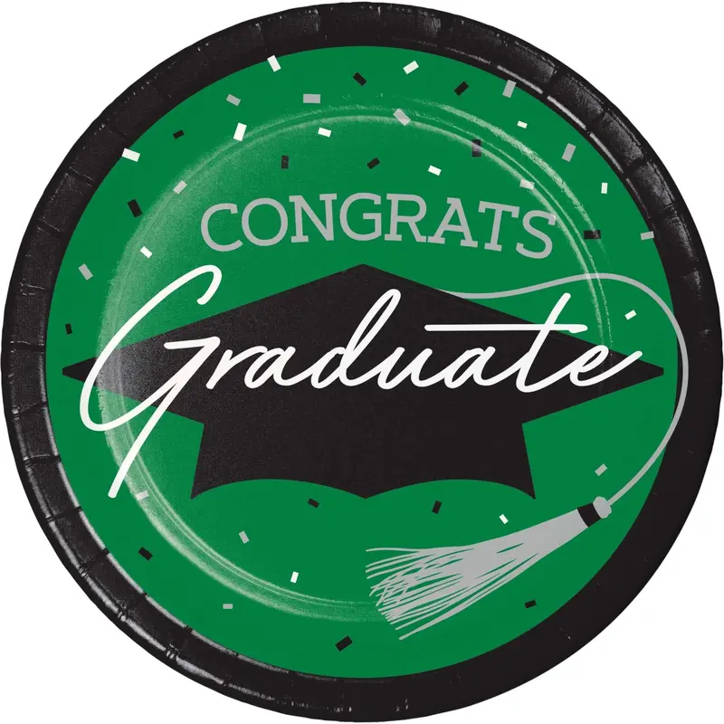 Emerald Green 9-Inch School Spirit Plates – 18 Count 1