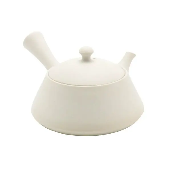 Fujita Tokuta Tokoname Kyusu – Tamago White Triangle Teapot With Integrated Ceramic Strainer (230 Ml) 1