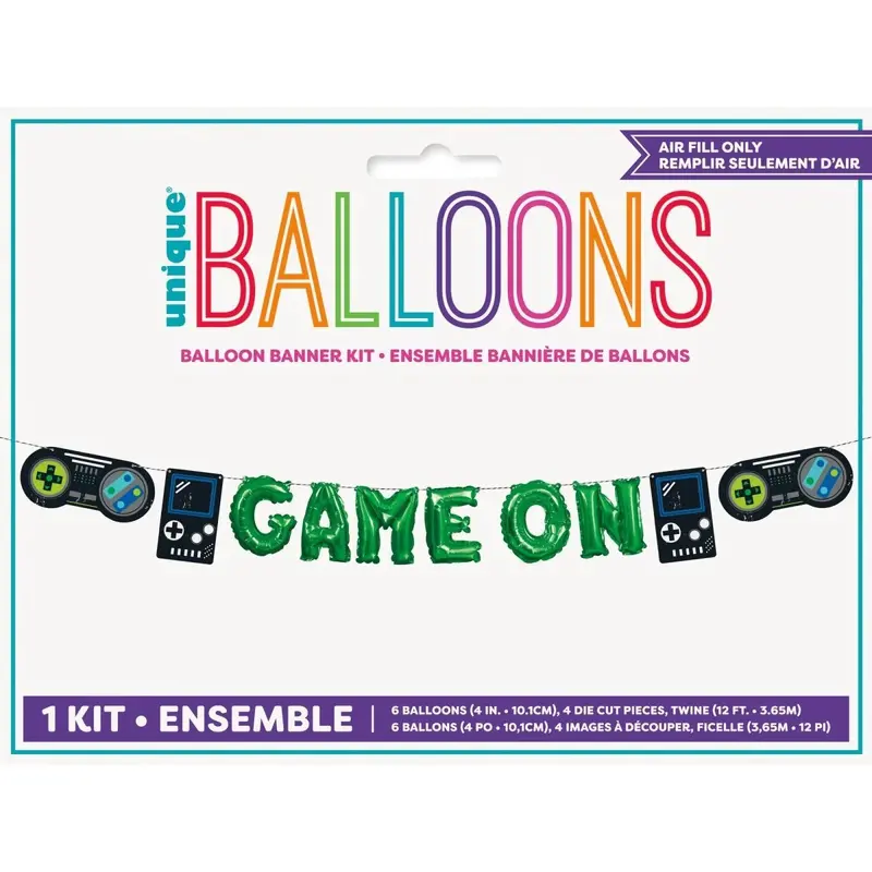 Gamer Birthday Mini Foil Balloon Banner Set – 12-Foot Decorative Kit 1