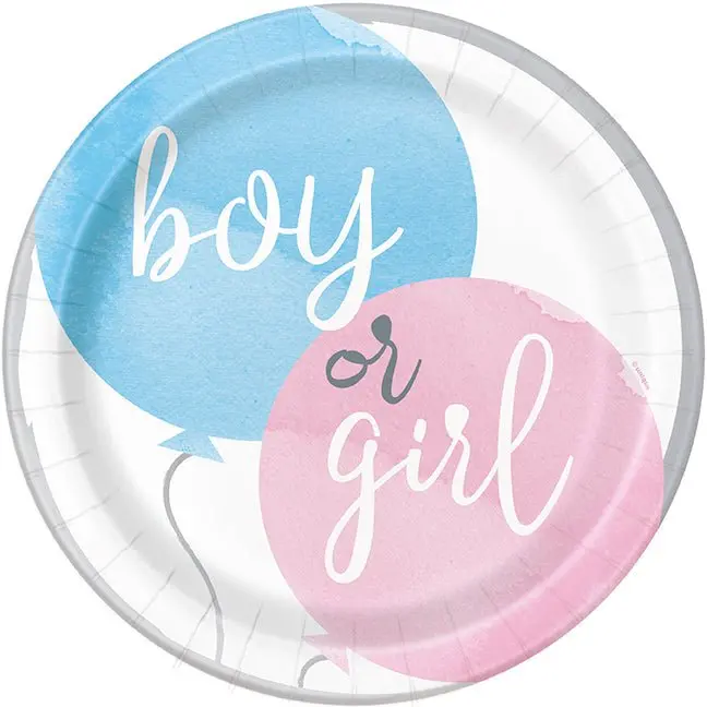 Gender Reveal Party Plates – 9 Inch Round Disposable, 8-Count 1