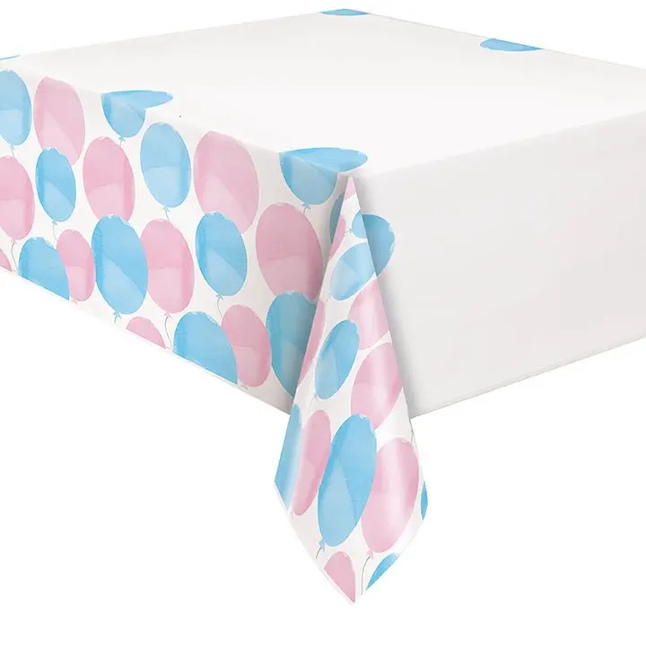 Gender Reveal Plastic Table Cover – Full-Size Disposable Linen Alternative 1