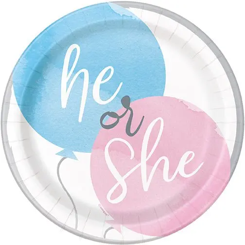 Gender Reveal Themed Paper Plates – 7 Inch Diameter, 8-Pack 1