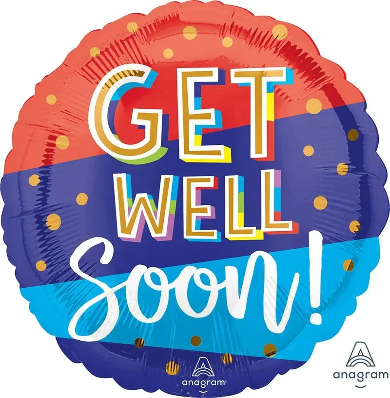 'Get Well Soon' Bouncy-Themed Mylar Balloon – 18-Inch Cheerful Foil 1