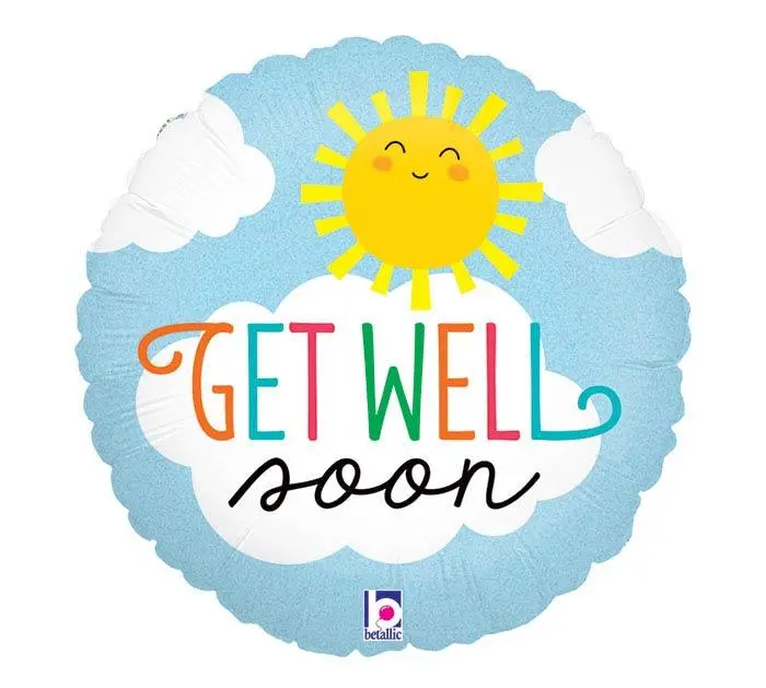 'Get Well Soon' Sun & Glitter Holographic Mylar Balloon – 18-Inch Uplifting Design 1