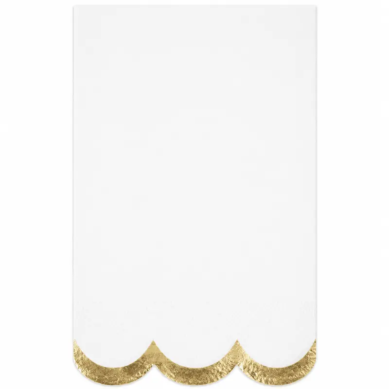 Glittered Scallop-Edge Golden Garden Party Napkins – Elegant Disposable Linen Style (16-Pack) 1