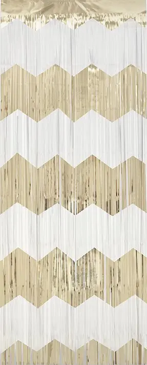 Gold And White Scallop-Fringe Door Curtain – Festive Entryway Decoration (1-Pack) 1