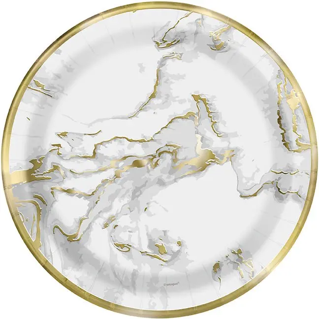 Gold Marble Foil Dinner Plates – 9-Inch Premium Disposable Serveware (10-Pack) 1