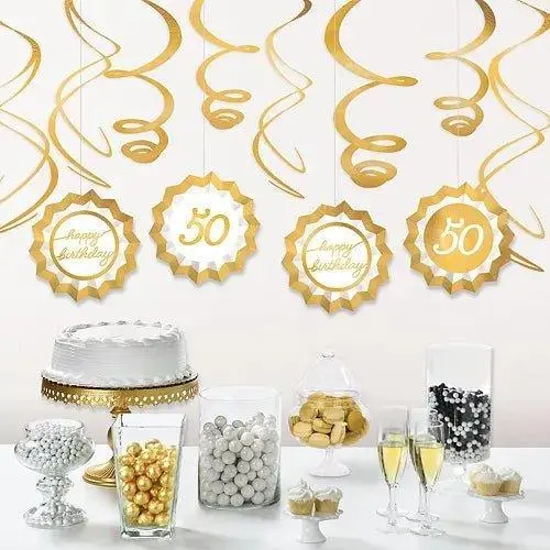 Golden Age 50Th Birthday Swirl Decor Kit – Premium Themed Party Supplies 1